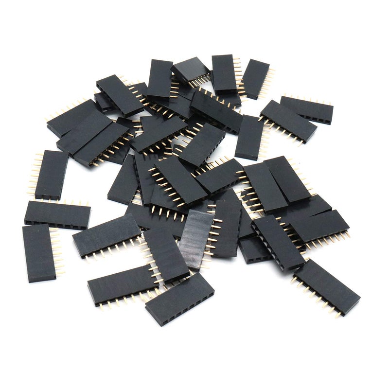 Dahszhi Female Pin Headers 2.54mm Pitch 8 Pins Single Row - Pack of 50 - Image 1
